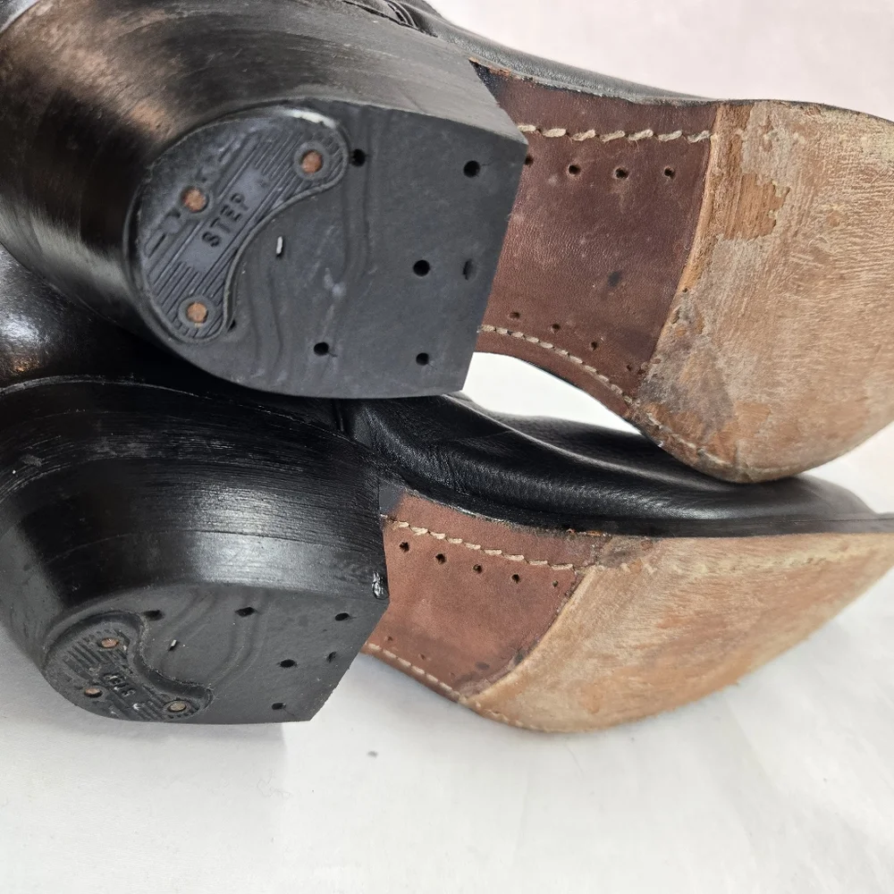Boulet Mens 9 D Black Cow hide Leather Cowboy Boots